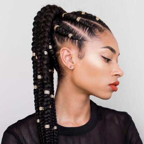 Cornrow Ponytail with Cuffs