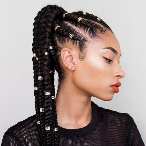 Cornrow Ponytail with Cuffs