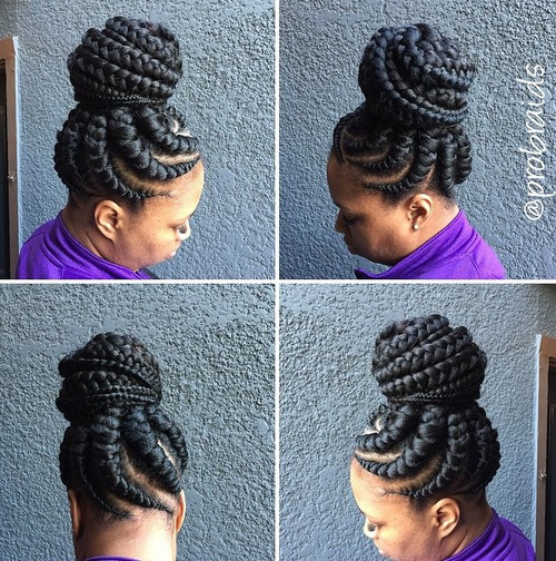 Updo with Statement Chunky Braids