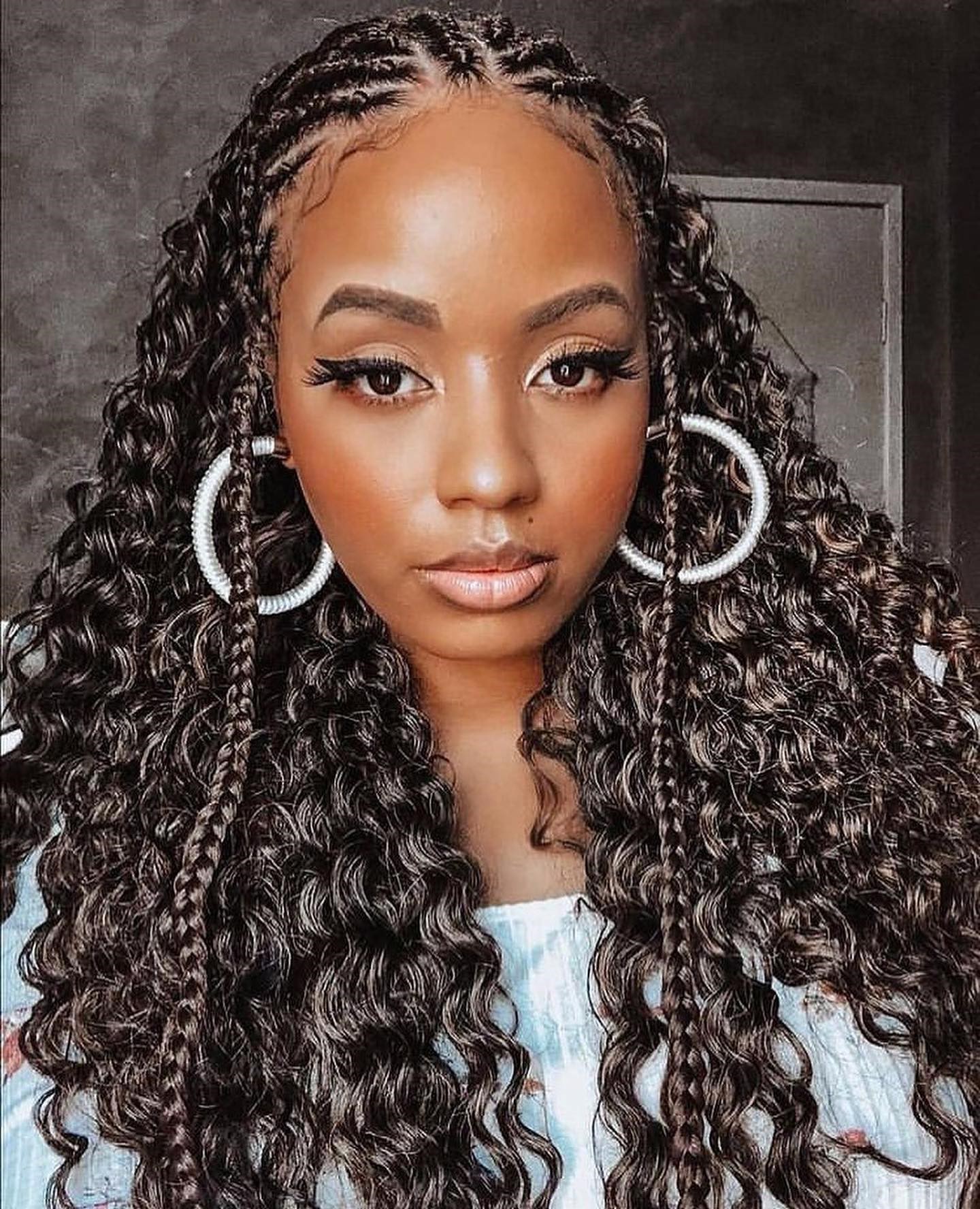 Stunning Combo of Cornrows and Cascading Locks