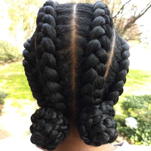 Four Large Ghana Braid Buns