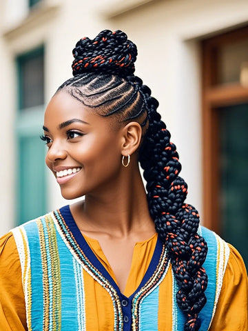 Braided Bun with Color Highlights