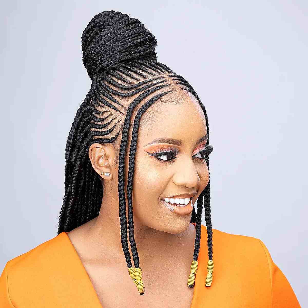 Beautiful Cornrows with a High Bun