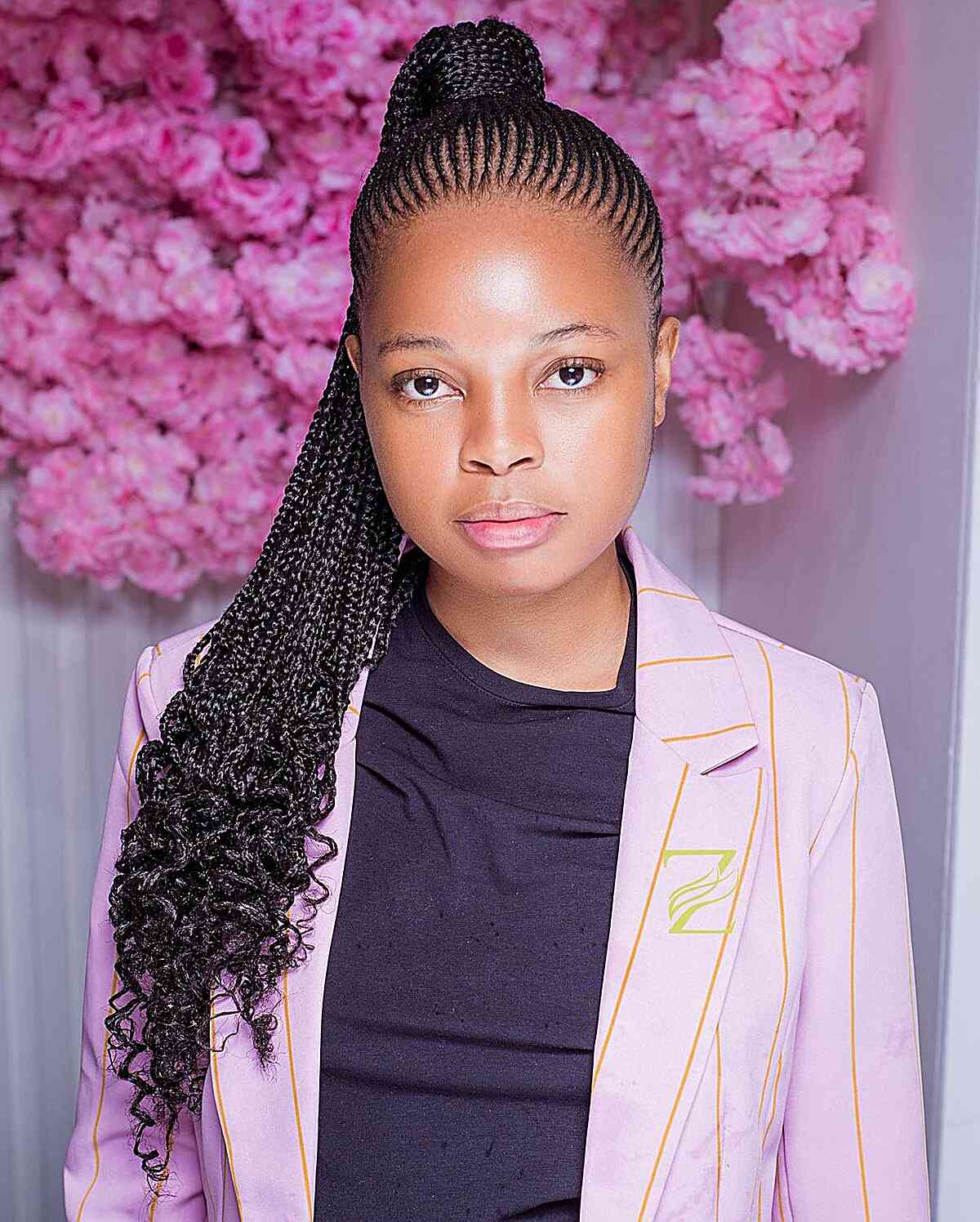 High Ponytail Cornrow Braids