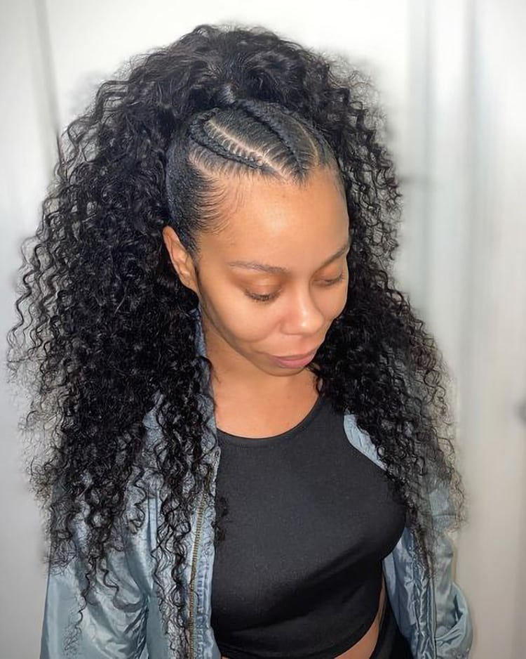 Stitch Braids With Curly Ponytail