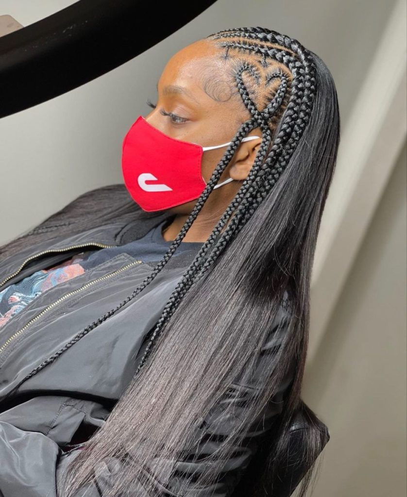 Half Feed In Braids with Sew In (Variation)