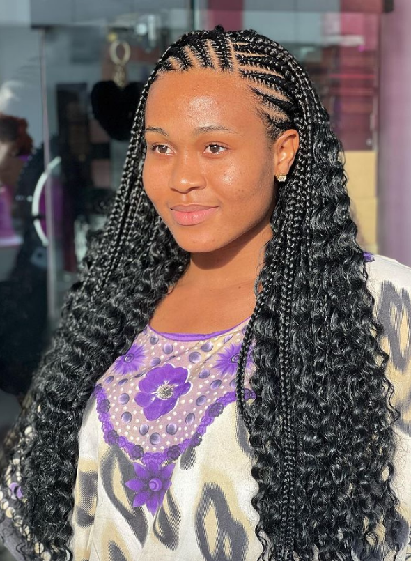 Scalp Braids And Corkscrew Waves with Curly Clip-in Hair Extensions