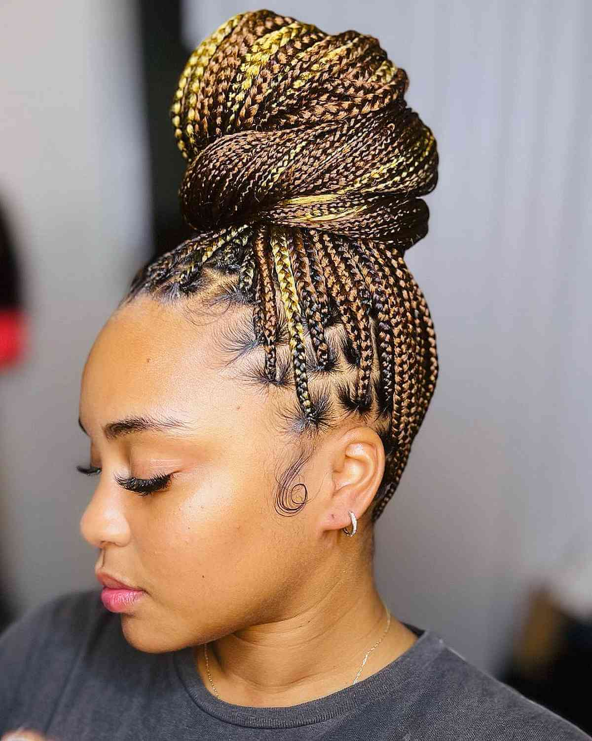 Box Braids With A Bun